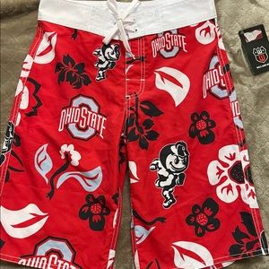 NWT Boys M Ohio State Floral Swim Trunks
